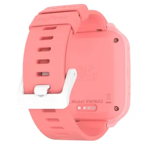 myFirst Fone M1-smartklokke for barn i Sakura-rosa, vist bakfra med rem og ladekontakter