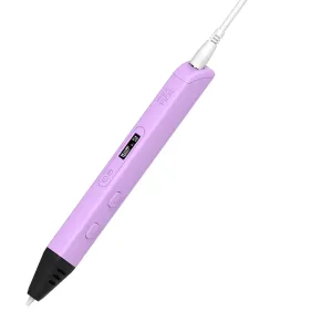 myFirst 3D Pencil Artist 3D-penn i lilla med skjerm, knapper og kabel på hvit bakgrunn