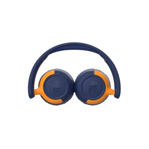 myFirst CareBuds Max bērnu ap ausīm liekamās austiņas zilā un oranžā krāsā ar logo uz ausu kausiņiem