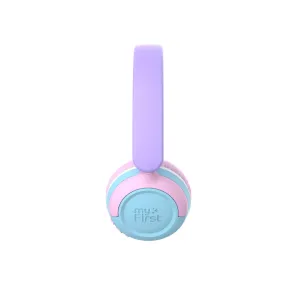 myFirst CareBuds Max bērnu virs auss austiņas pasteļlavandas, zilā un rozā krāsā ar skaļuma ierobežojumu