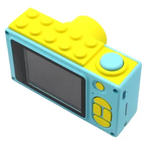 Appareil photo myFirst Camera 2 pour enfants avec caisson étanche, corps bleu, boutons jaunes et écran lumineux