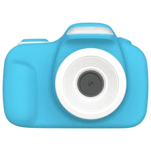 Appareil photo pour enfants myFirst Camera 3 bleu, vue de face, avec grand objectif et boîtier arrondi pour photos et vidéos