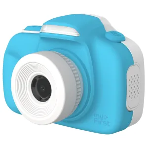 myFirst Camera 3 bleu, appareil photo adapté aux enfants avec grand objectif et conception compacte sur fond blanc