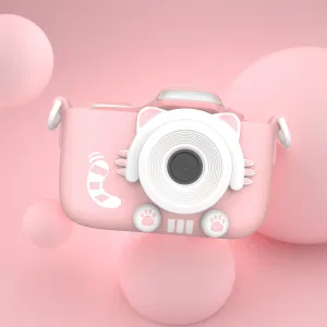 Appareil photo numérique pour enfants myFirst Camera 3 rose avec oreilles de chat, empreintes de pattes et attaches pour sangle