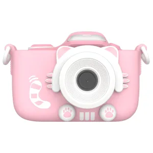 appareil photo myFirst rose pour enfants avec détails en forme d’oreilles de chat, grand objectif et coque antichoc