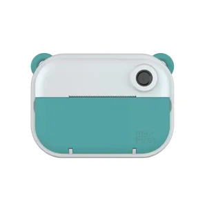 Appareil photo pour enfants myFirst Camera Insta Wi bleu sarcelle, au design arrondi façon ours, avec objectif unique et logo à l’avant
