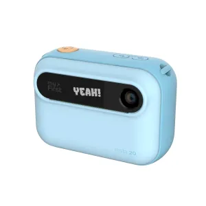 Appareil photo instantané bleu myFirst Insta 20 pour enfants avec écran frontal, objectif et boutons sur le dessus