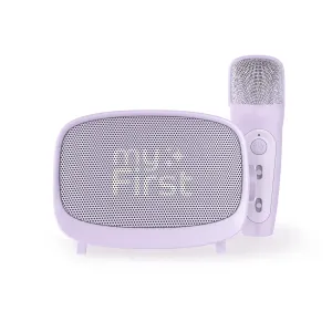 myFirst Voice 2 bærbar karaokehøjttaler med mikrofon i lavendel, vist som et sæt med højttaler og mikrofon