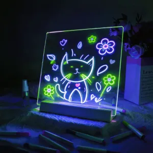 myFirst Sketch Clear ljusande ritbräda som visar lysande katt- och blomritningar med pennor