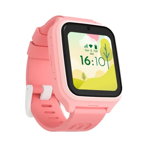 myFirst Fone M1 rosa smartklokke for barn med GPS-sporing, SOS-knapp og rektangulær berøringsskjerm