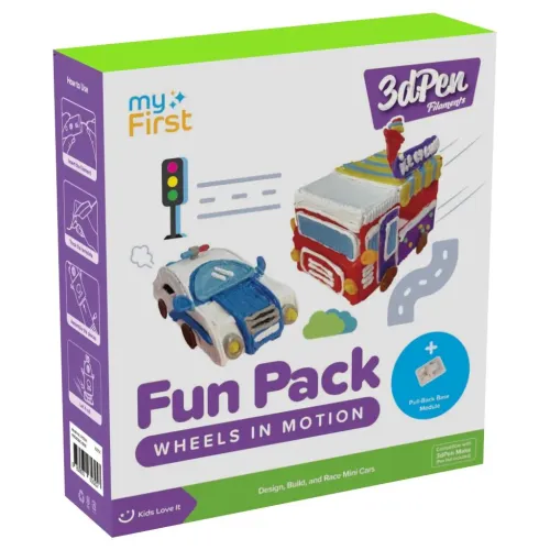 myFirst 3dPen Filaments Fun Pack Wheels in Motion-låda med PCL-rullar, mallar och rörelsemodul