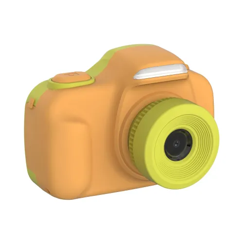 Appareil photo pour enfants myFirst Camera 3 en orange et vert citron, avec objectif saillant et fenêtre de flash
