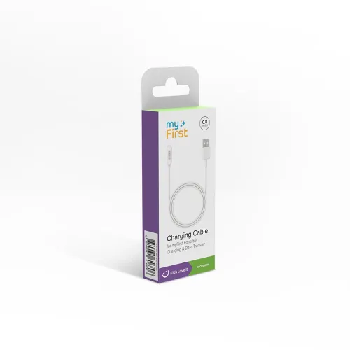 myFirst Fone S3 charging cable packaging with USB-A magnetic cable for charging and data transfer